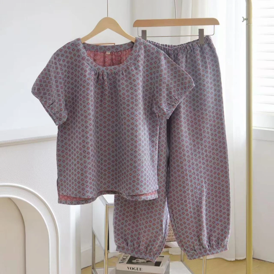 【雅趣】 星辰 纯棉A类双层纱家居服套装 秋季新款