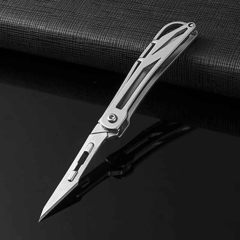 不锈钢小刀可拆卸刀片11号D片随身裁纸锋利折叠美工刀拆快递工具