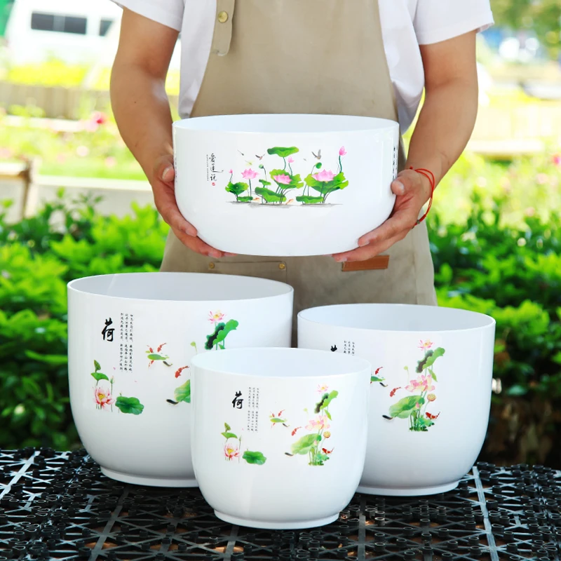 碗莲铜钱草加厚树脂绿植加仑无孔水培荷花盆塑料简约花盆特大号