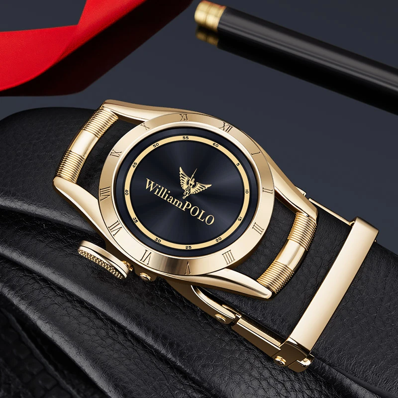 WILLIAMPOLO男士真皮自动扣头层纯牛皮新款腰带男休闲百搭裤带潮