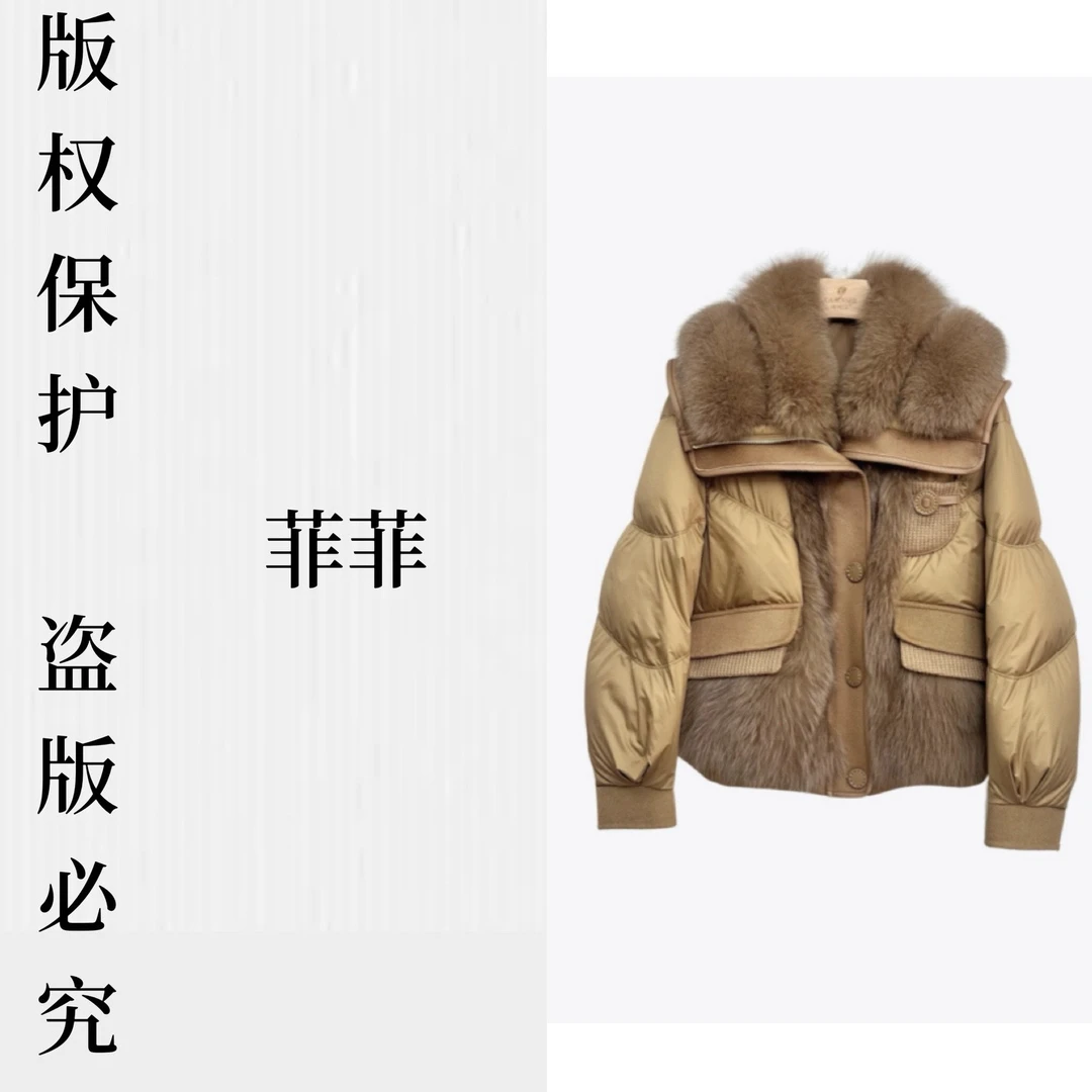 【菲菲】2025新款鹅绒服名媛气质羽绒服狐狸毛领加厚保暖面包羽绒服