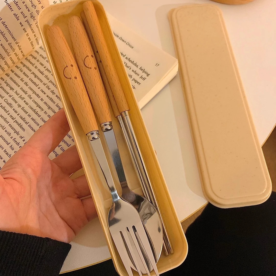 高品质筷子勺子套装上班旅行族户外便携餐具学生高颜值三件套叉子