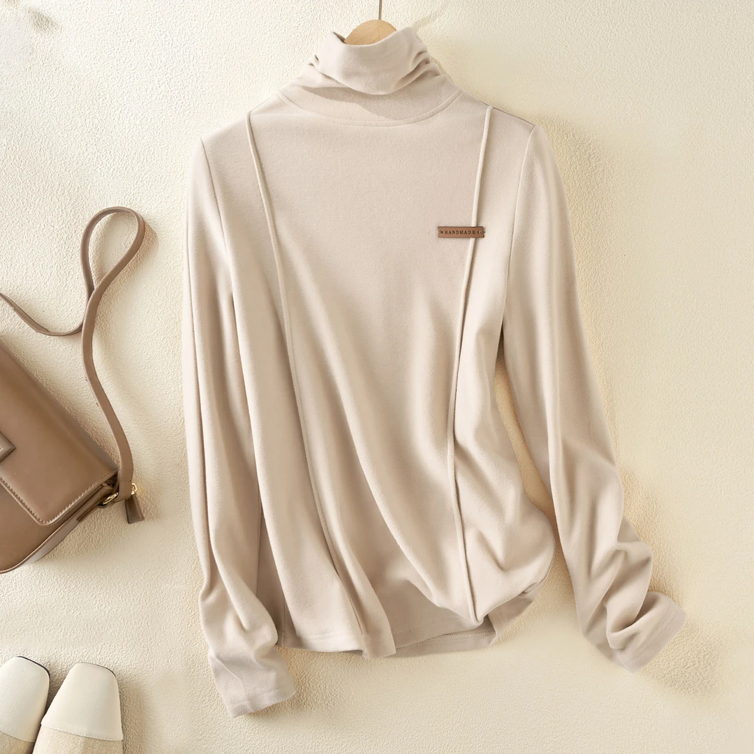 IHIMI/海谧2024年冬季新款女装时尚上衣简约高领保暖打底针织衫