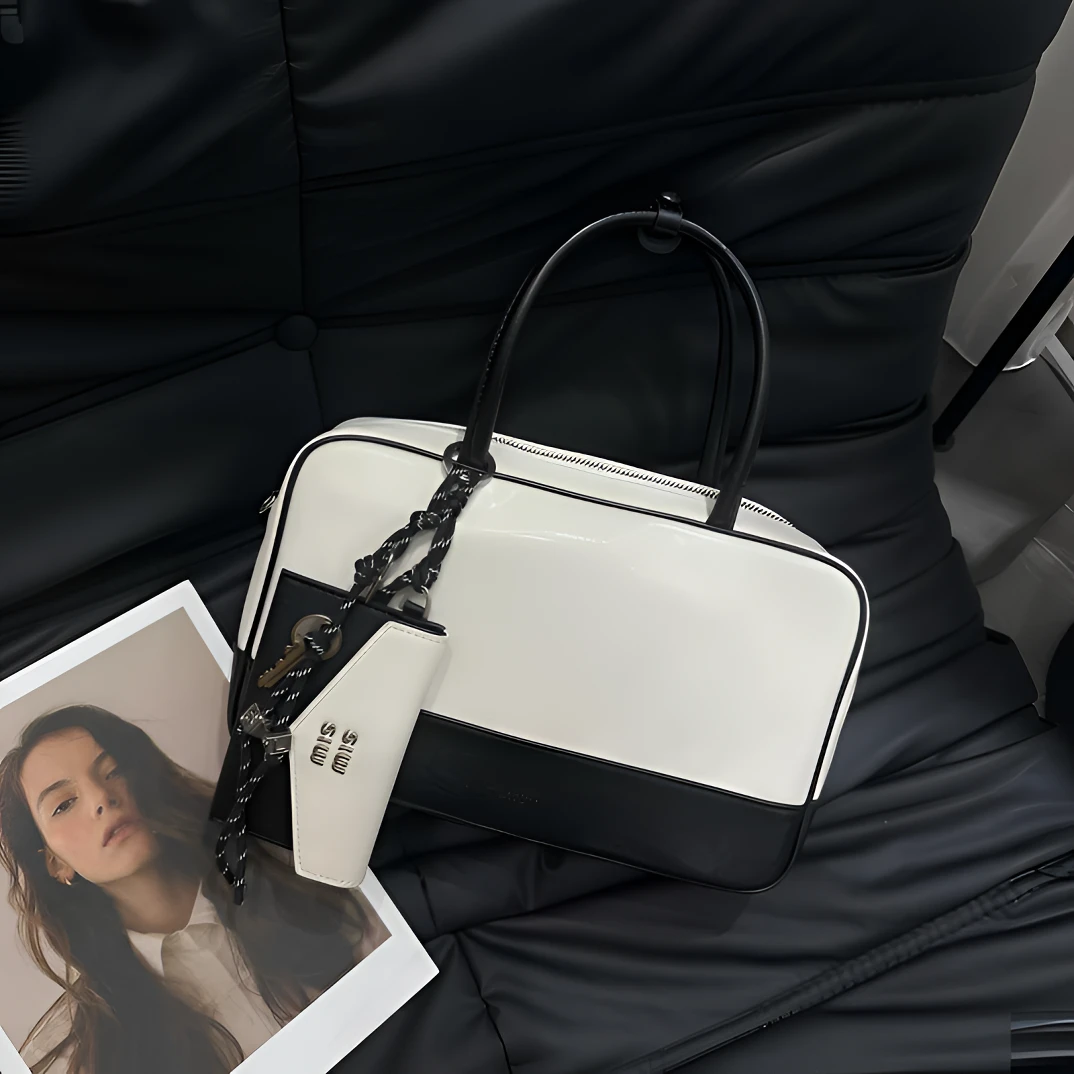 大白鲸|SELINWEISS公文包百搭简约手提包时尚女士撞色健身包8629A