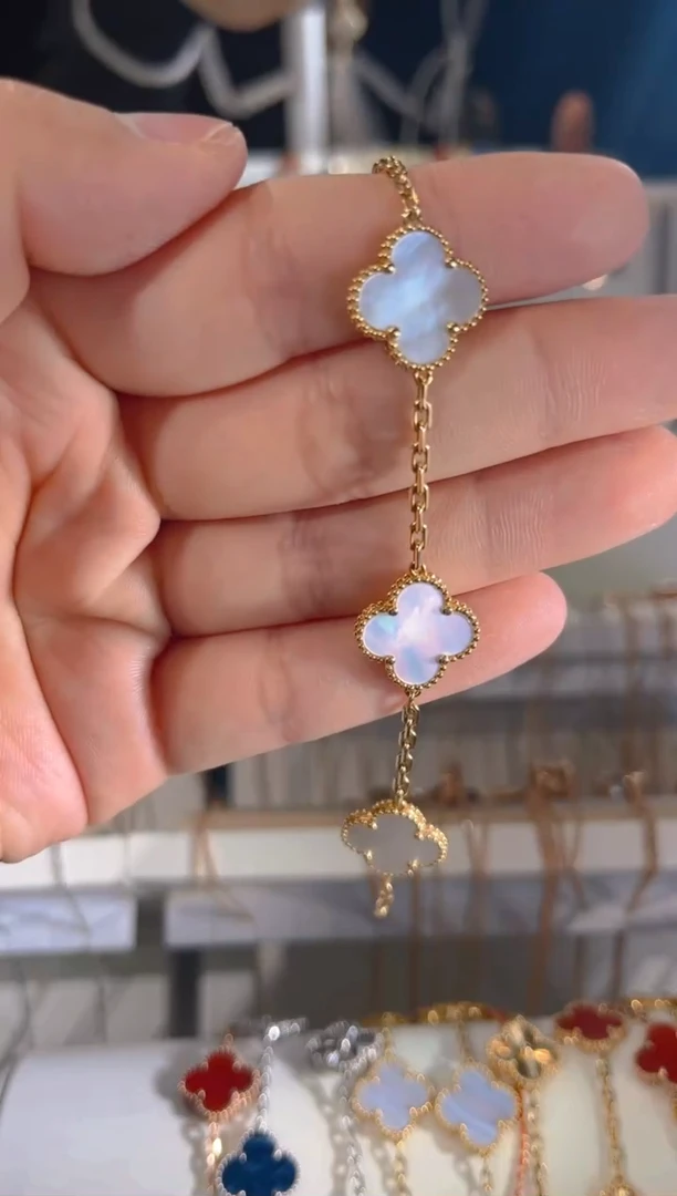 【闪购商品】贝壳（贝母）手链18K金镶嵌手链k黄