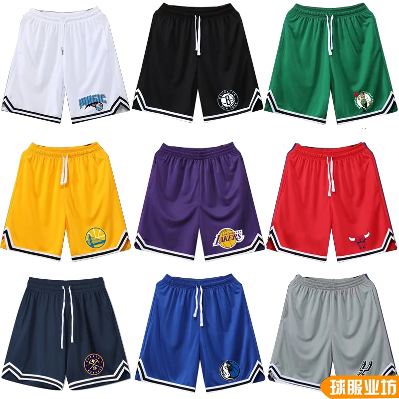 美式篮球裤运动湖人灰熊勇士短裤训练速干过膝宽松休闲五分裤男夏