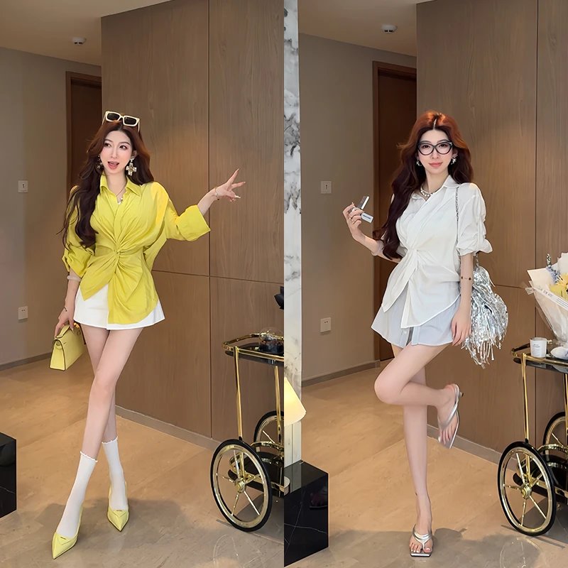 小雨姐姐新款【吸氧衬衫】设计感小众扭结微透防晒长袖衬衫夏季新款