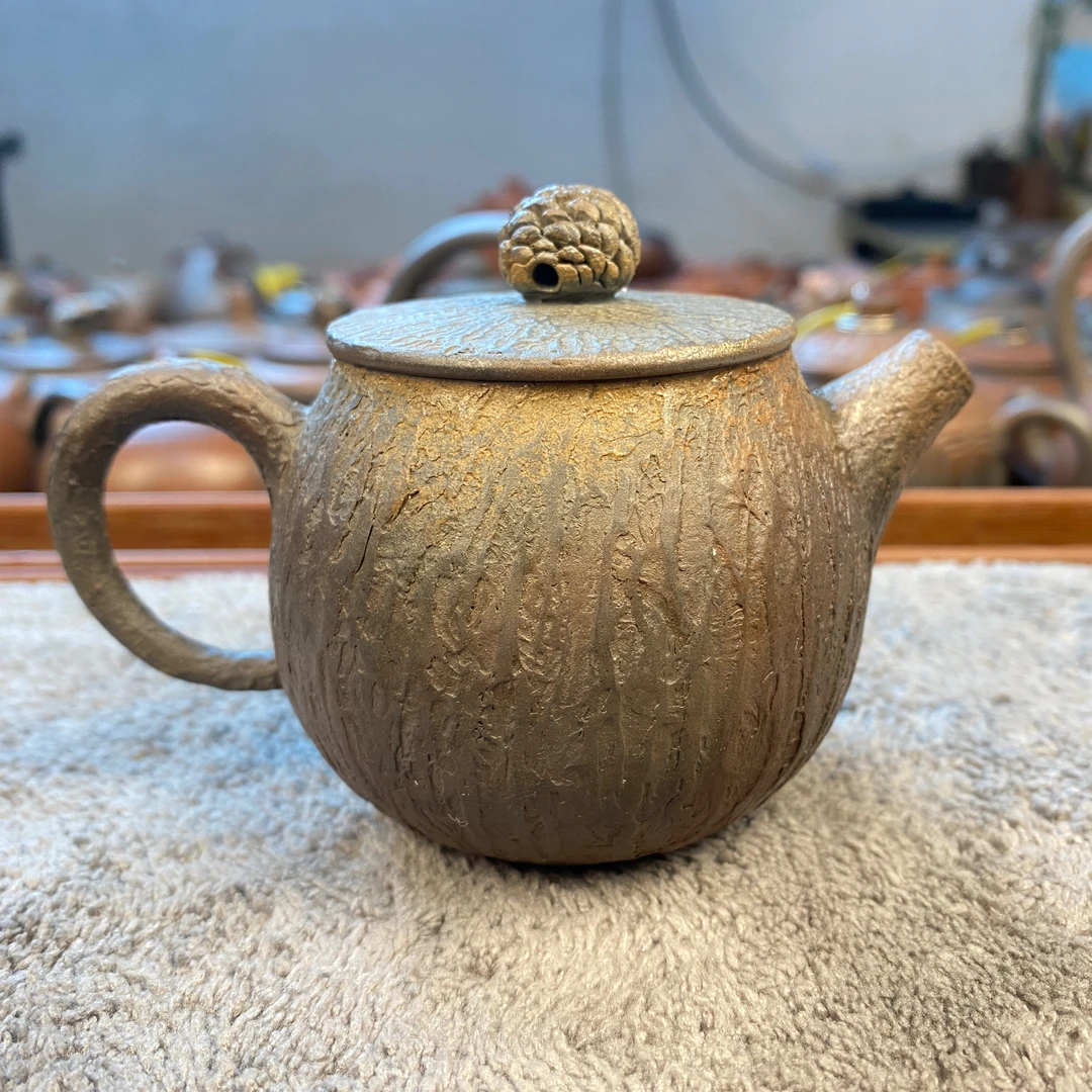 广西坭兴陶茶具 薄胎松果壶150cc精品柴烧全手工制作原矿原料茶壶