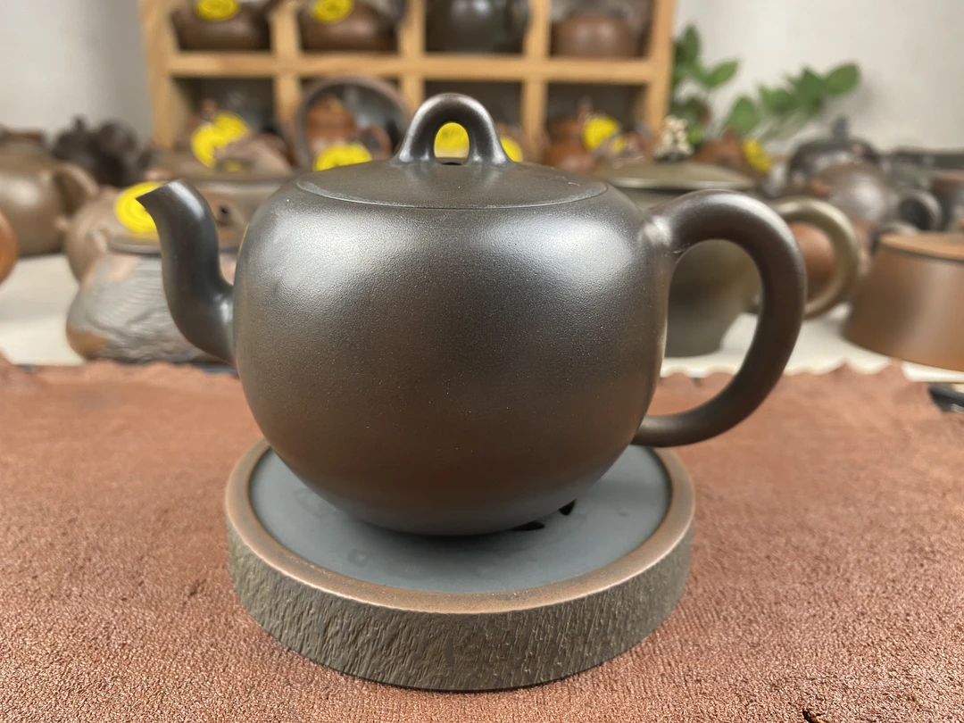 广西坭兴陶茶具 柴烧三弯嘴 薄胎壶  约 200cc 全手工制作原矿紫