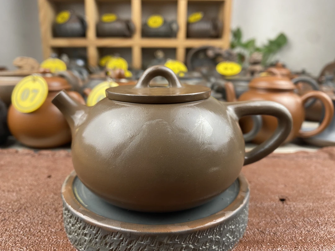 广西坭兴陶茶具 小品满瓢 约容量150cc 全手工制作原矿紫泥茶壶