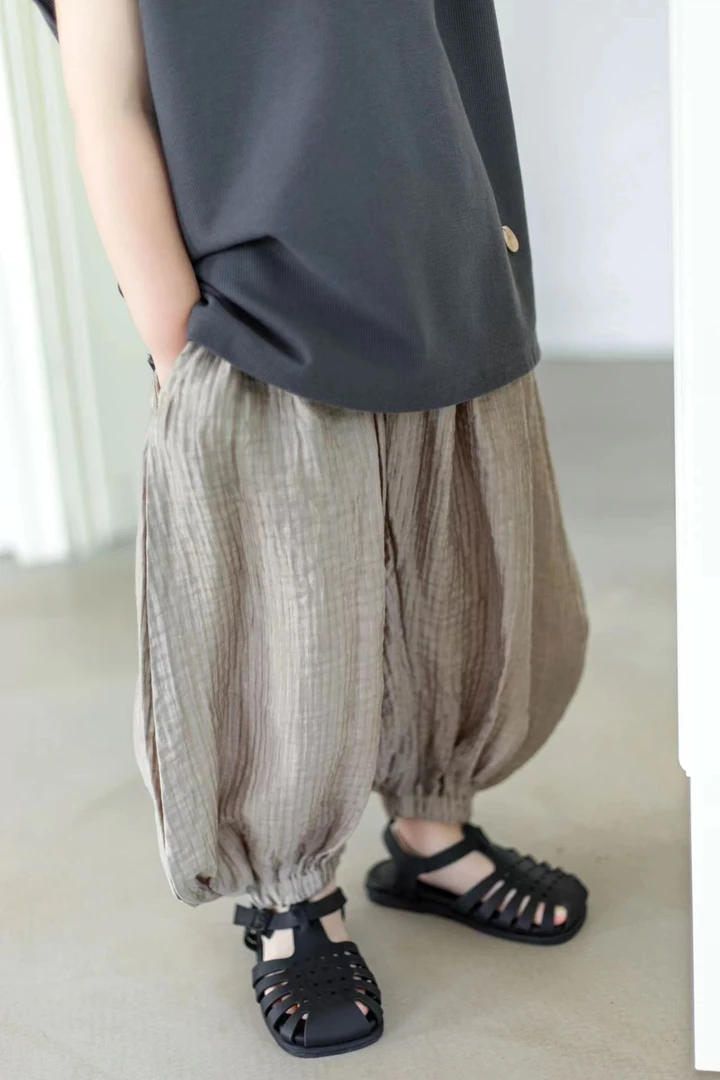 儿童春款洋气百搭纯色宽松休闲哈伦长裤242496