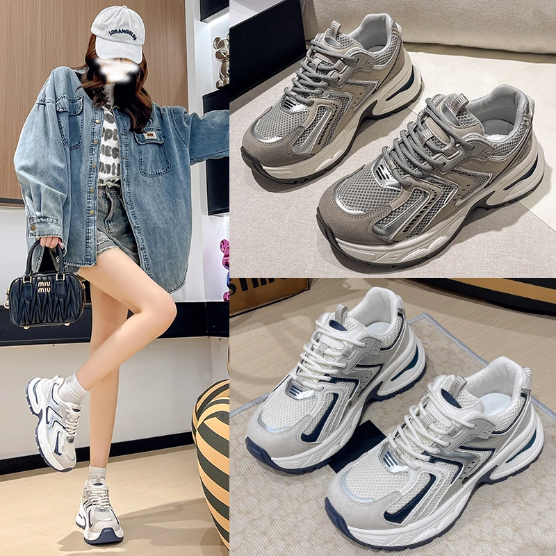 厚底老爹鞋女2024春夏新款ins潮百搭时尚学生休闲网面透气运动鞋