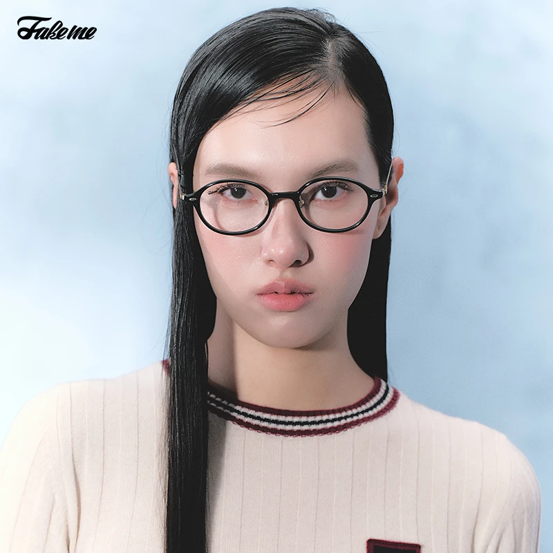 Fakeme王玉雯同款超轻板材β钛拼接光学镜架复古圆框书呆子 Kate