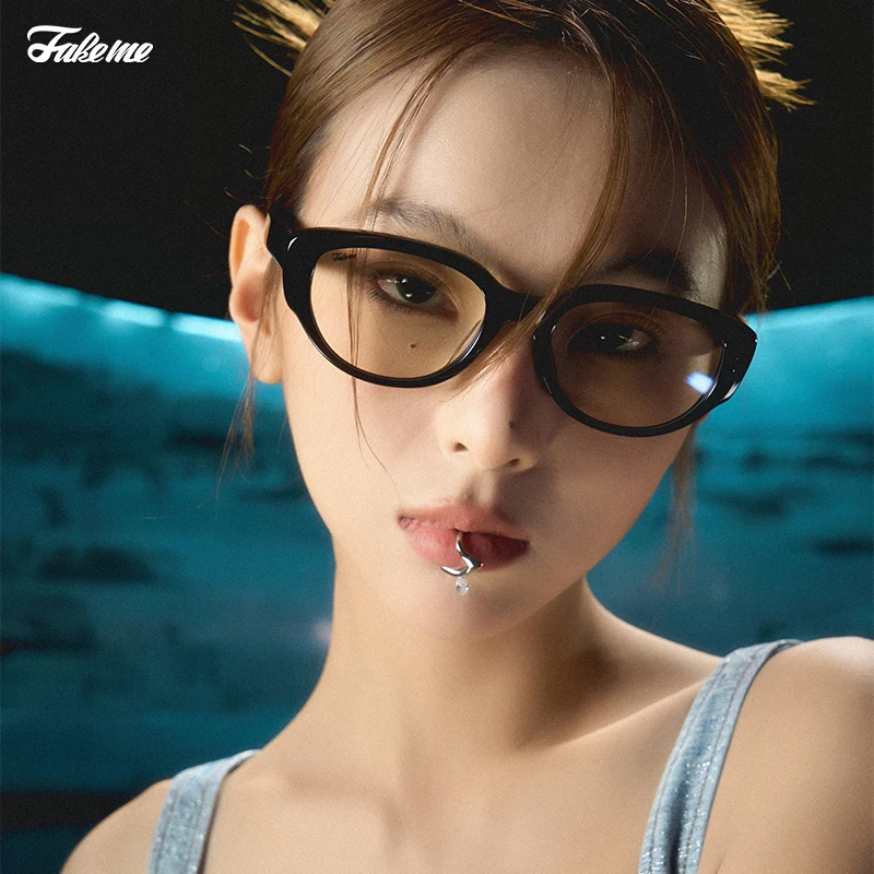 Fakeme（达人专属）明星板材猫眼光学镜素颜框美式ins风red zone