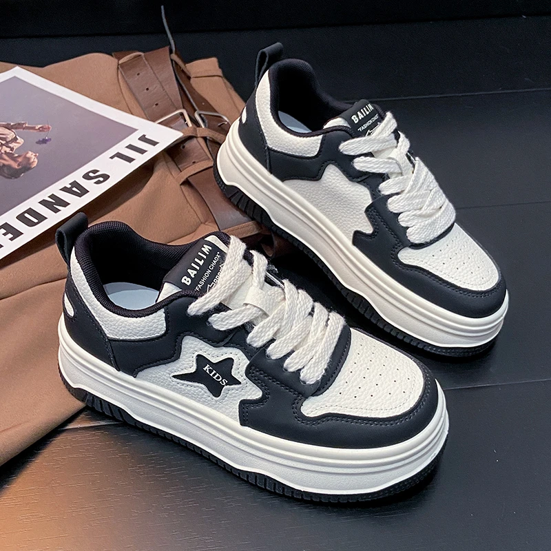 A-2板鞋女2024年新款百搭厚底小白鞋休闲运动鞋平底