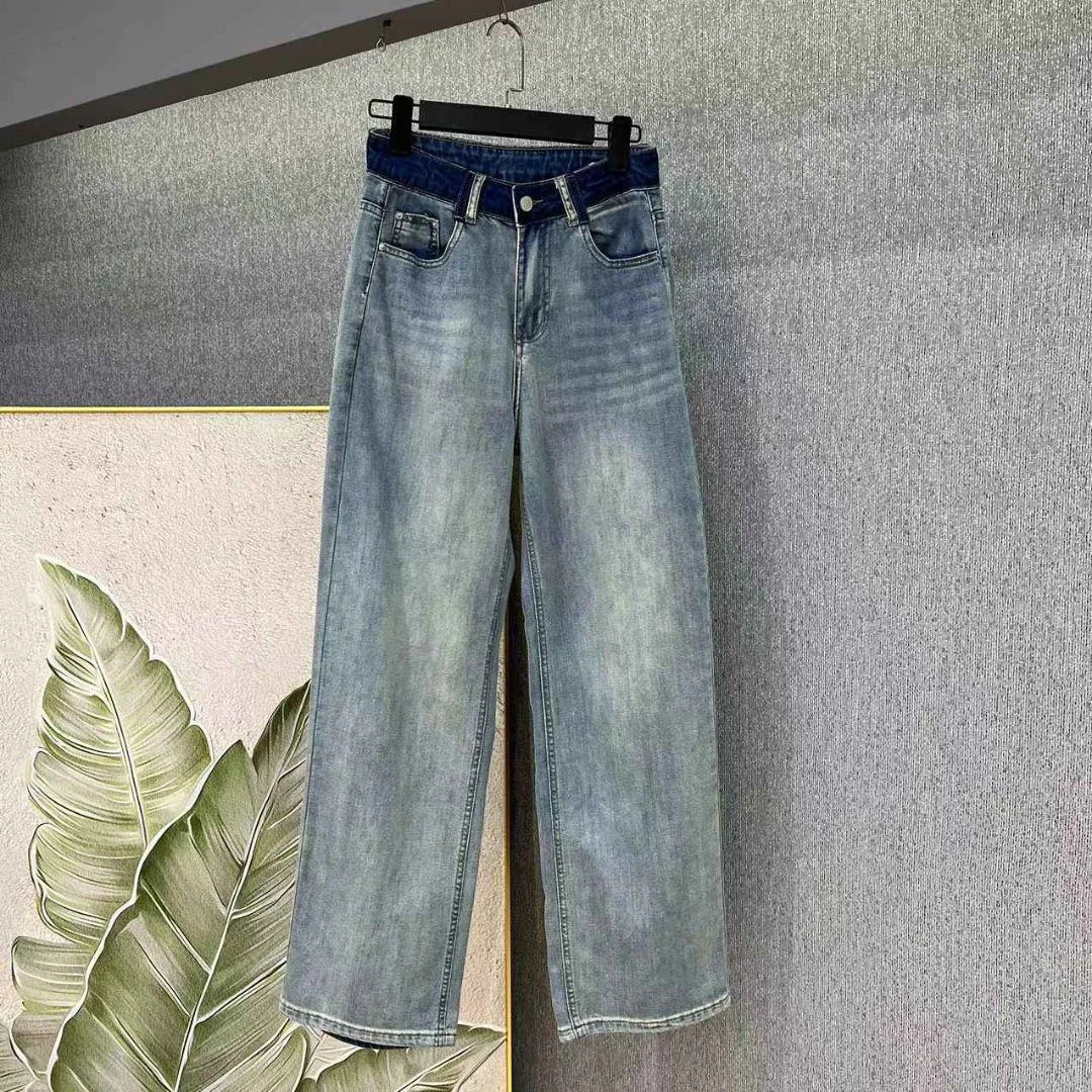 复古腰女士休闲直筒裤