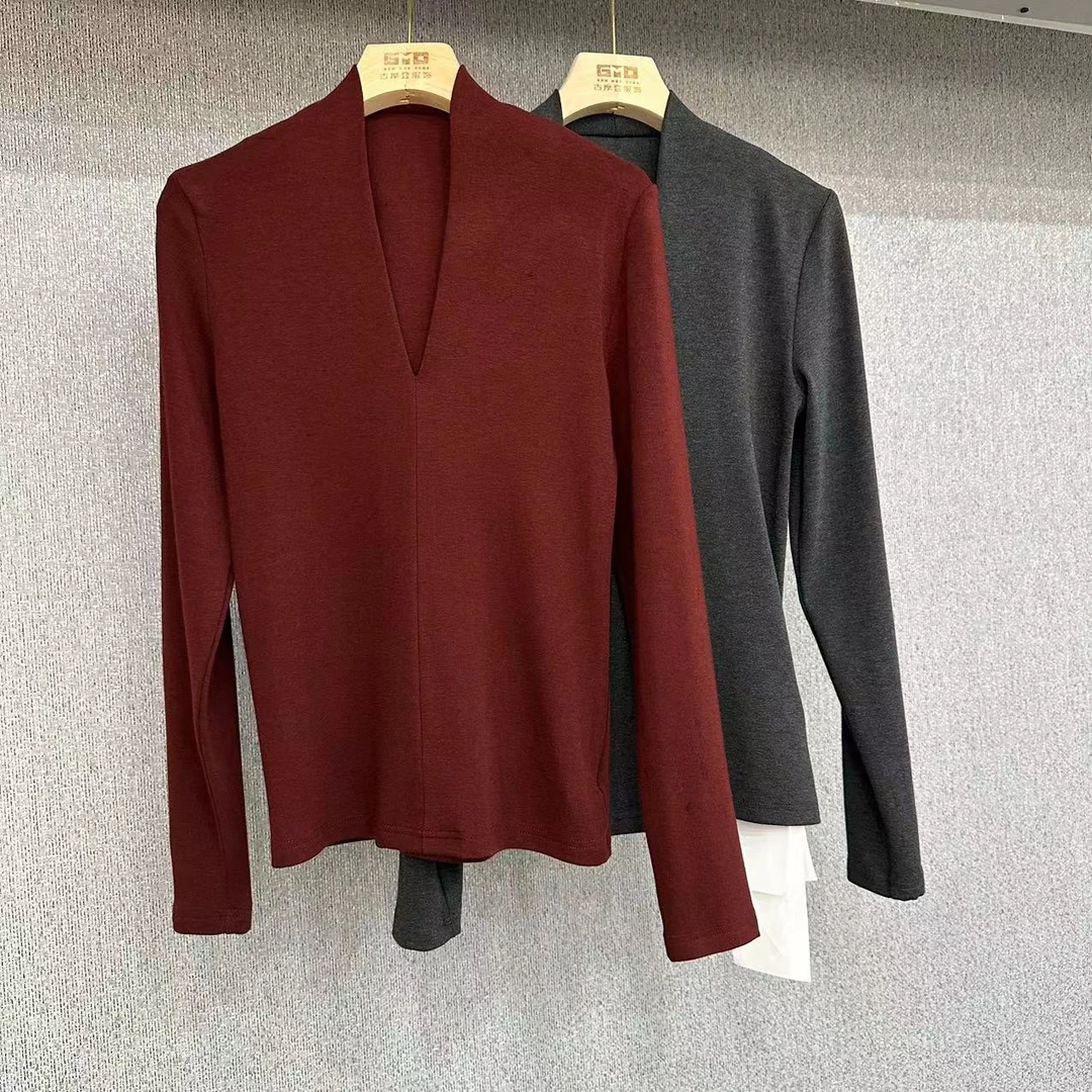 GUMODENG/古摩登UU原创！V领长袖女士打底衫