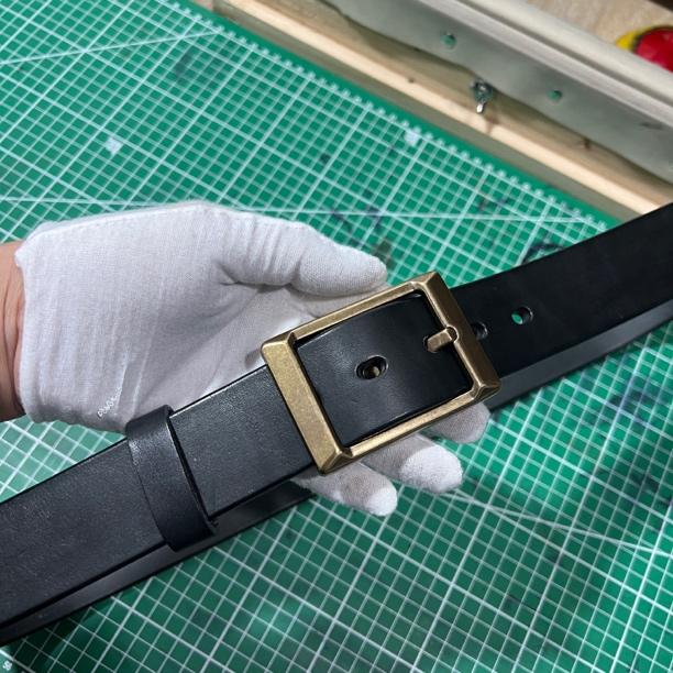 【牛匠10】纯手工皮带 实心黄铜氧化做旧针扣+3.9加厚实心头层牛皮