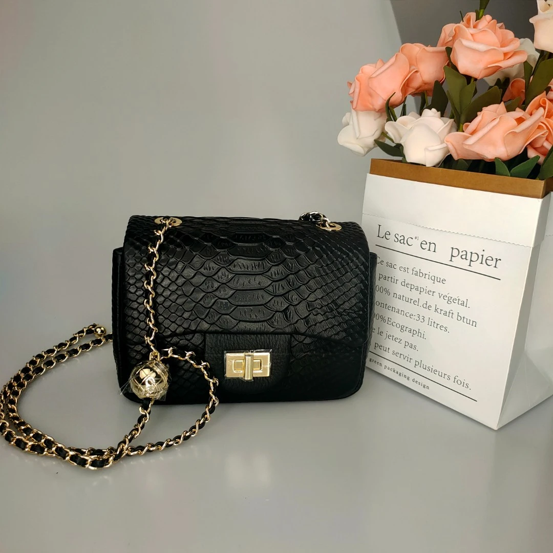 902-方胖子 蛇纹 新款单肩斜挎女包