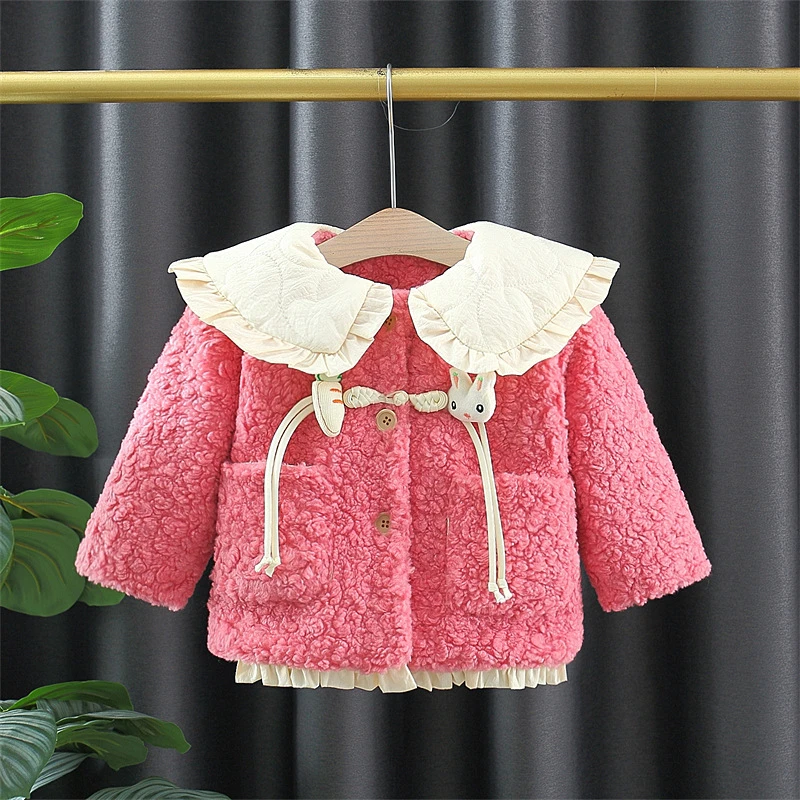 儿童小棉袄童装棉服毛毛上衣女童婴儿加绒加厚女宝冬季保暖韩版