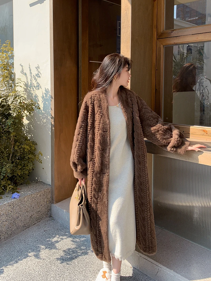 2024冬加厚女时尚绒毛毛开衫皮毛一体环保仿皮草外套大衣百搭女士