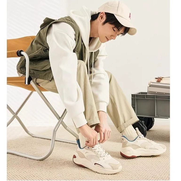 安踏休闲男鞋2024秋季新品网布百搭老爹鞋子男士潮流复古运动潮鞋