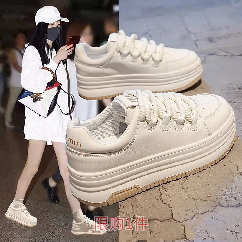 红蜻蜓牌校园风爆款厚底拼色小白鞋女板鞋2023秋季新款鞋子百搭增