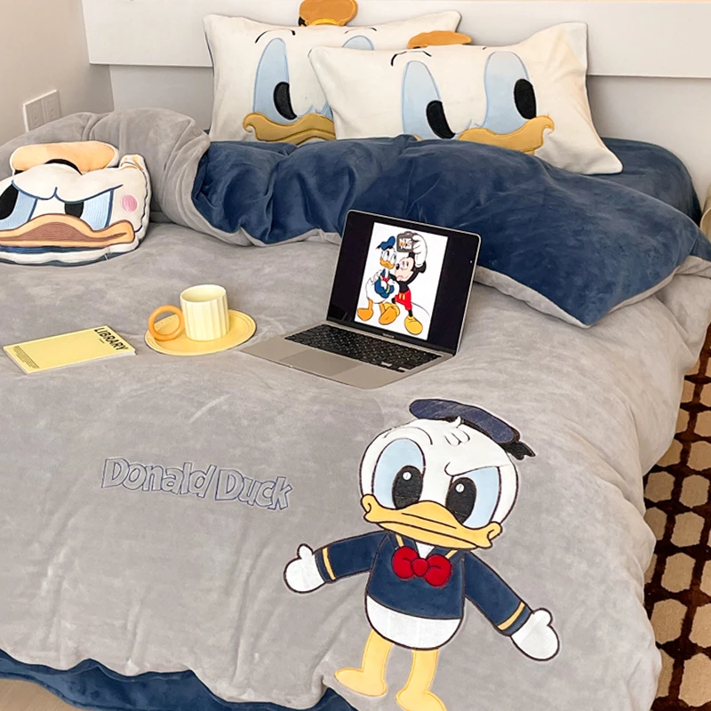 迪士尼学生被套四件套床单床上加厚双面绒法兰绒保暖宿舍三件套
