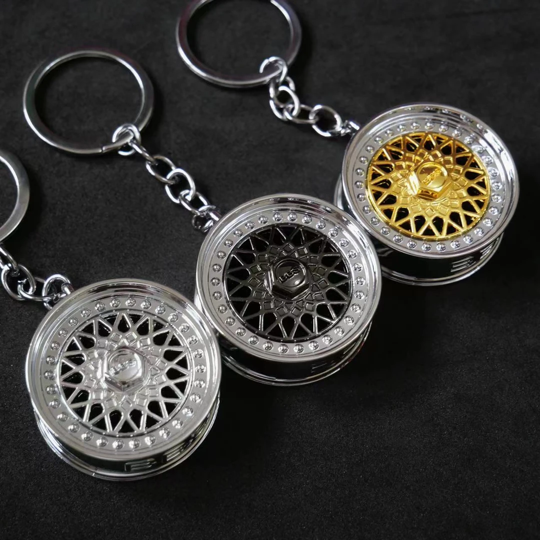 创意金属轮毂钥匙扣挂件复古风车轮个性挂饰汽车改装文化时尚礼物