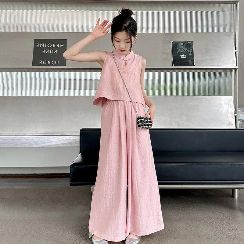 女童夏装新中式套装儿童国风背心阔腿裙裤两件套洋气时髦休闲大童