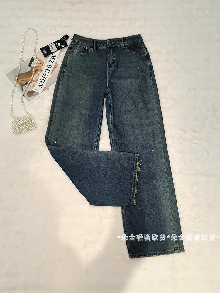 时尚潮流春秋烫钻牛仔裤8529