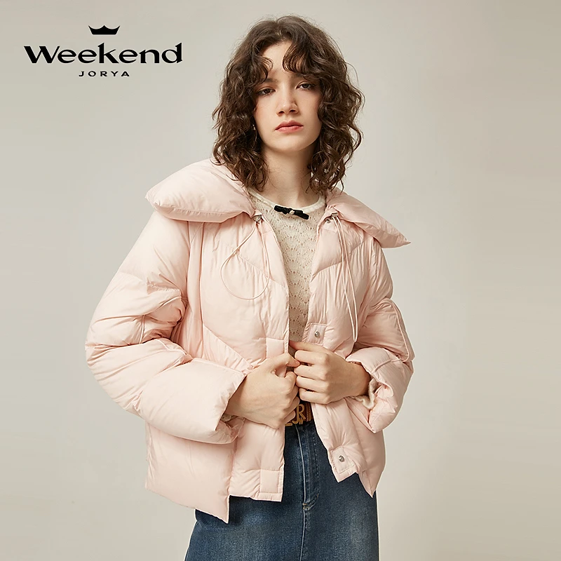 卓雅周末冬新品翻领短款面包羽绒服外套WJWDDA29