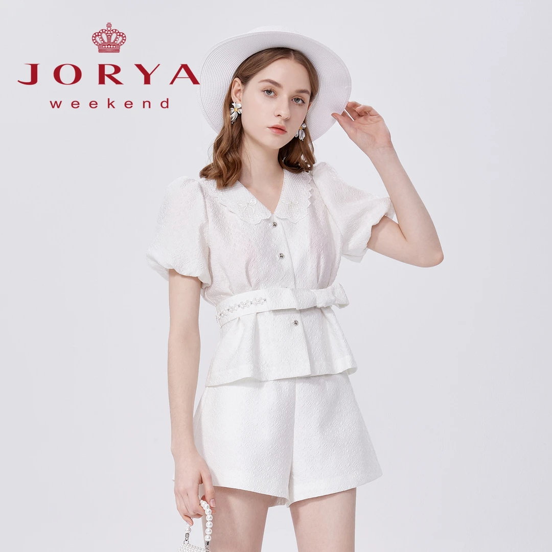 【赵老板专属】卓雅周末夏新款钻饰蝴蝶结腰带衬衫EJWCBR16