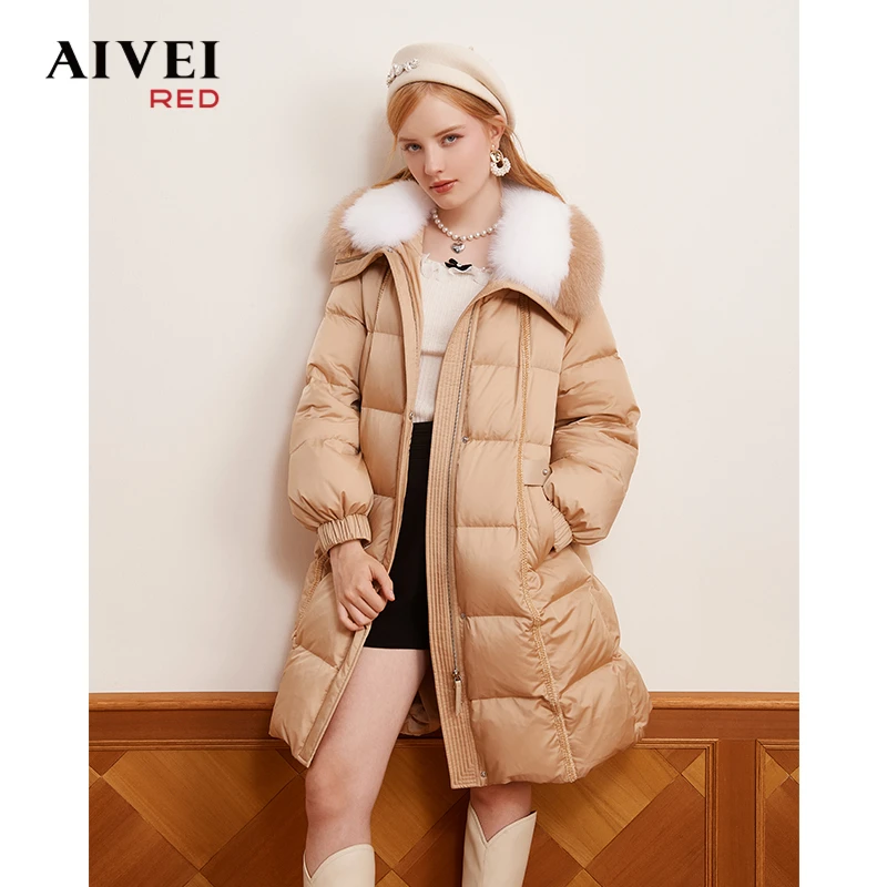 AIVEI冬新极简休闲知性过膝黑色羽绒服Q0660263