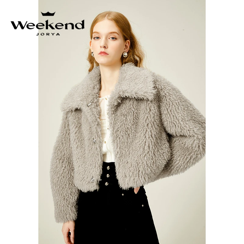 卓雅周末2024冬季高级感翻领单排扣外套女WJWDDA25