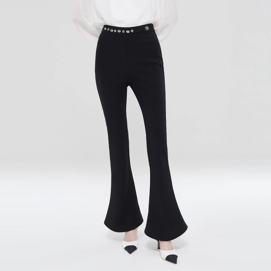 AIVEI新高腰缝钻复古修身显个喇叭长裤Q0160057