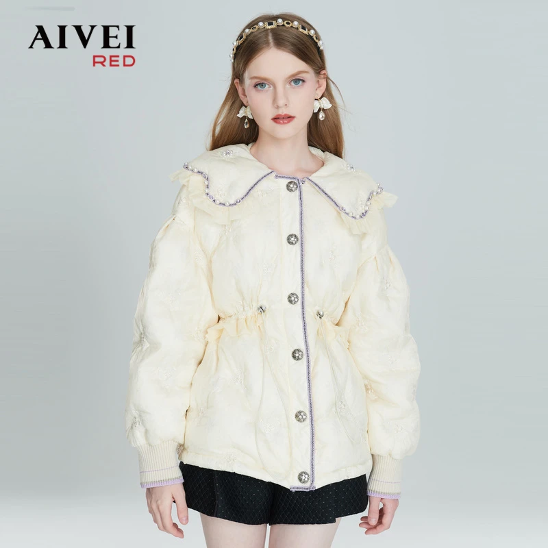 【媛媛女王专享】AIVEI【泡芙公主】冬新花瓣领压花羽绒服P0660158