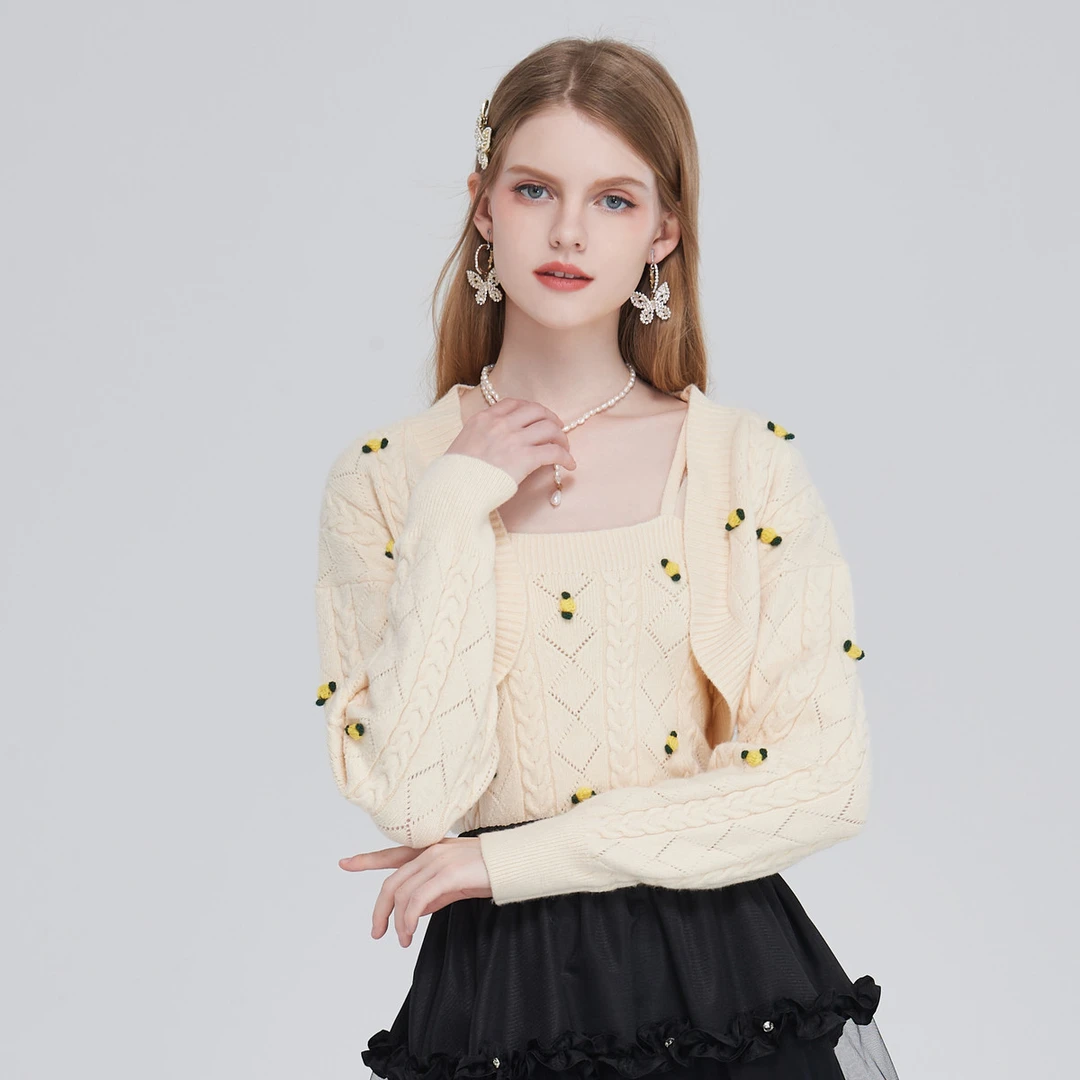 AIVEI田园清新吊带背心针织开衫两件套Q016S025