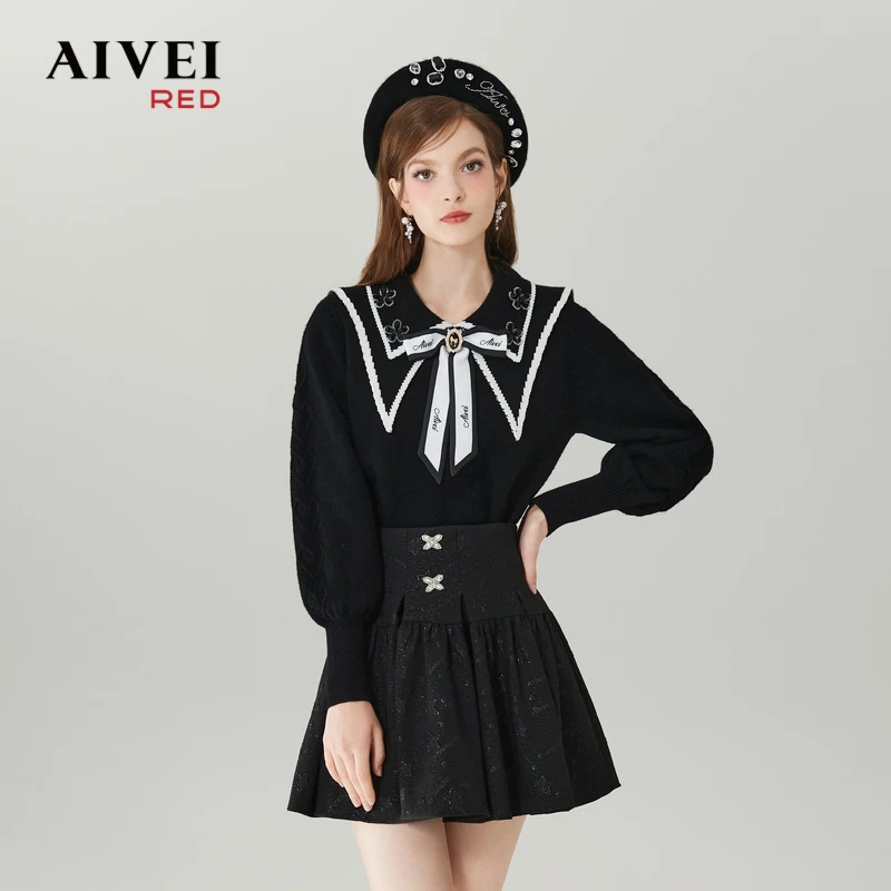 【金拐子专属】AIVEI千金公主浪漫宫廷钉珠气质针织衫Q0560256