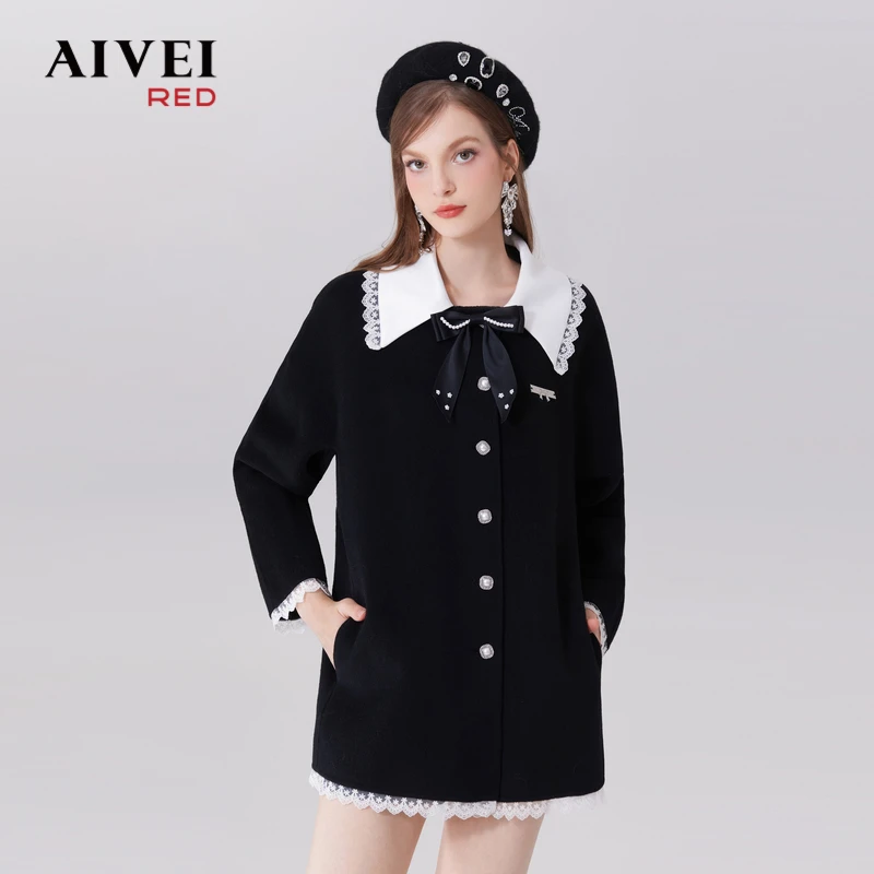 【媛媛女王专享】AIVEI盐系甜美气质千金风双面呢外套Q0560119