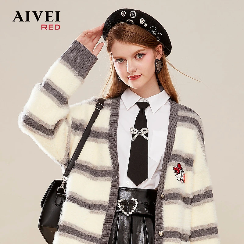 【媛媛女王专享】AIVEI艾薇冬软糯学院风休闲针织开衫Q0660244