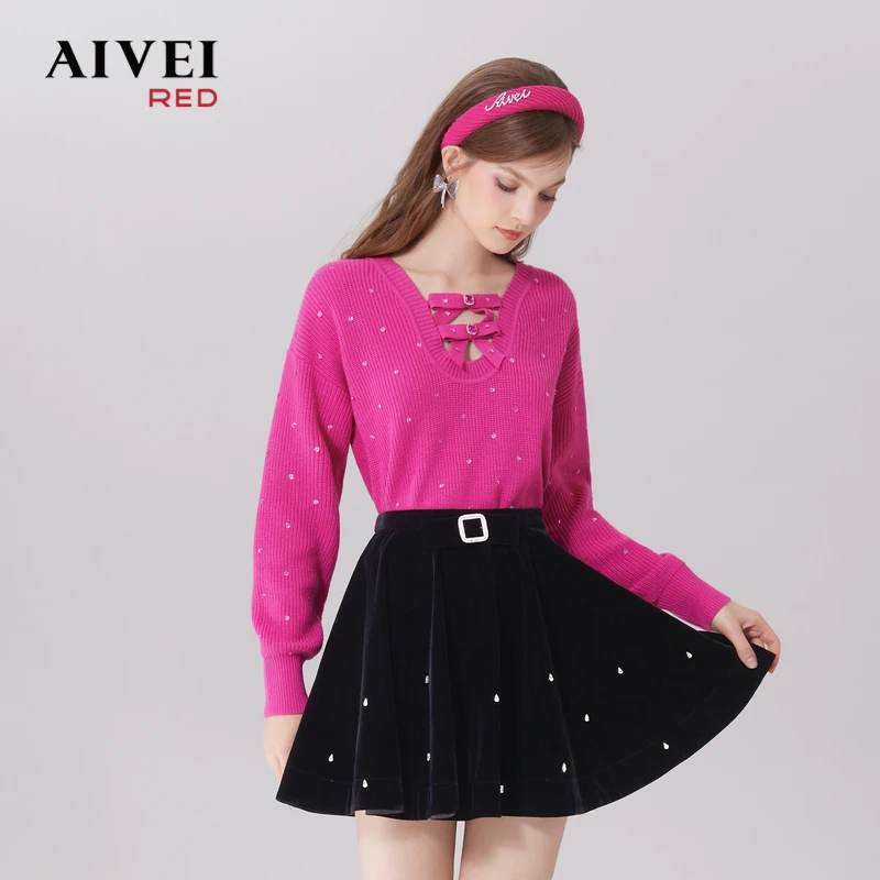 【媛媛女王专享】AIVEI艾薇少女甜妹多巴胺时尚毛衣针织衫Q0560150
