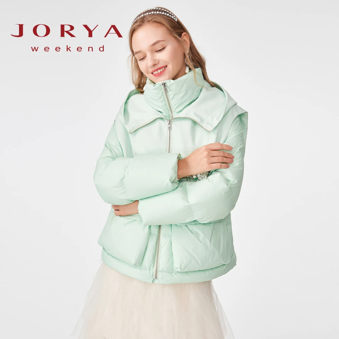 卓雅周末冬季新款大口袋钻饰收腰羽绒服EJWCDF09