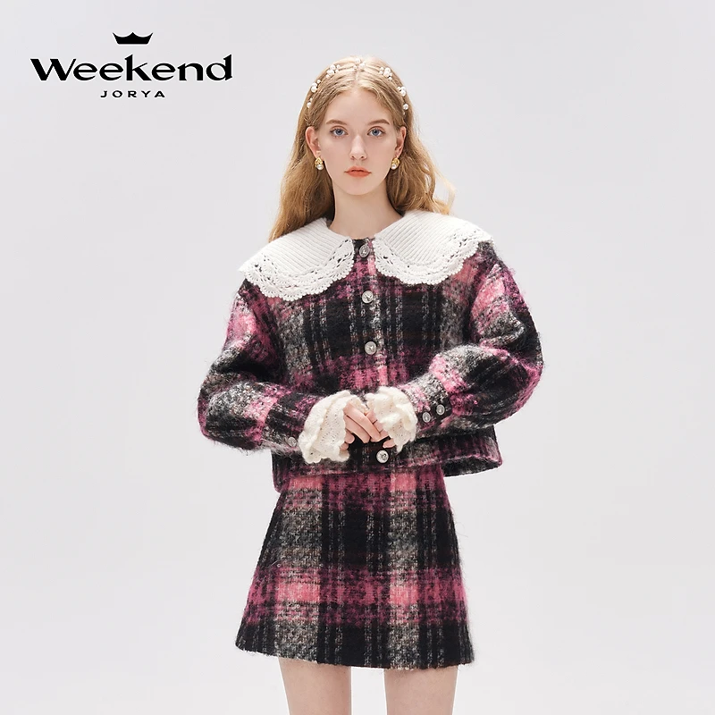 【若谷粉丝专属】卓雅周末套装新年战袍格子小香风短外套EJWDCQ51