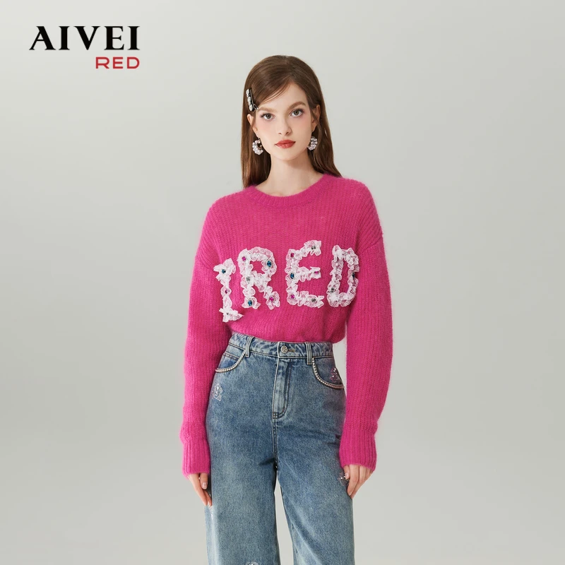 AIVEI艾薇软糯减龄字母毛衣针织衫百搭 Q0560160