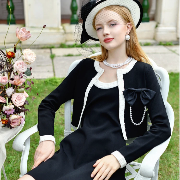 AIVEI小香风针织开衫吊带连衣裙两件套P0560078