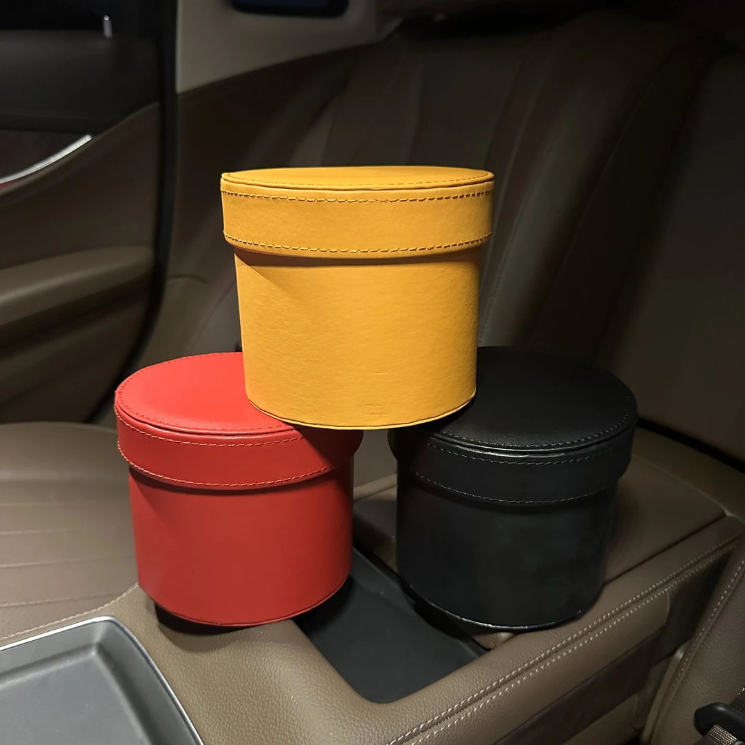 轻奢红色皮质抱抱桶花盒伴娘伴手礼盒花束空盒玫瑰花圆形天地盖