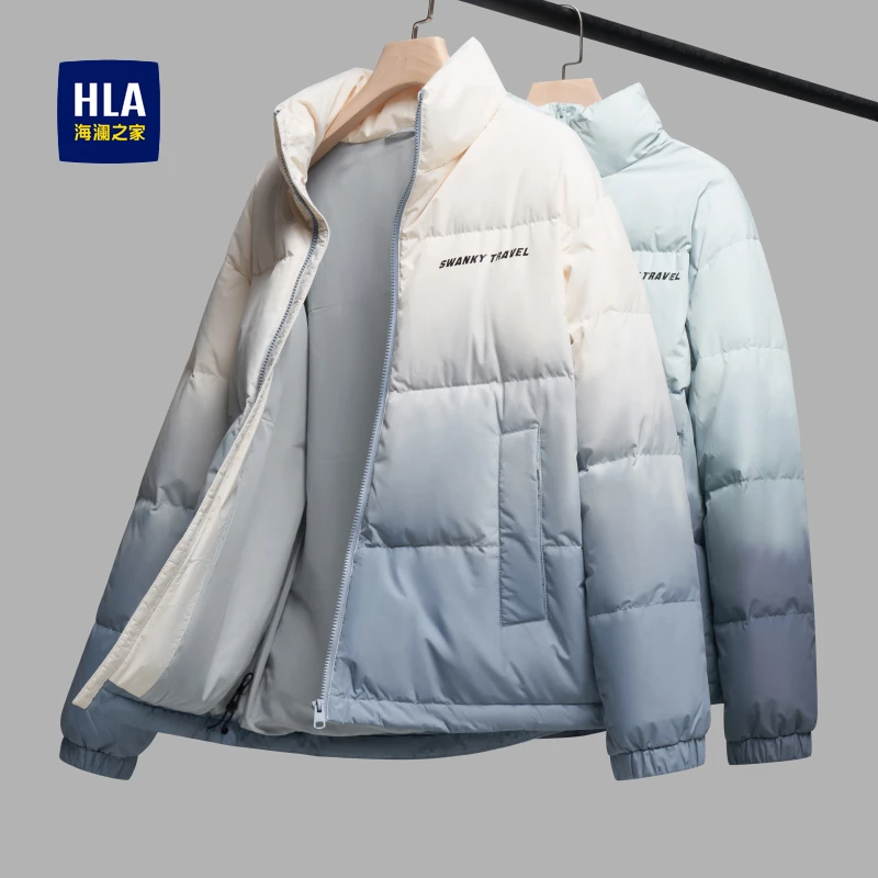 【渐变色】海澜之家经典舒适挺括无帽立领羽绒服HWRAX4Y808A时尚