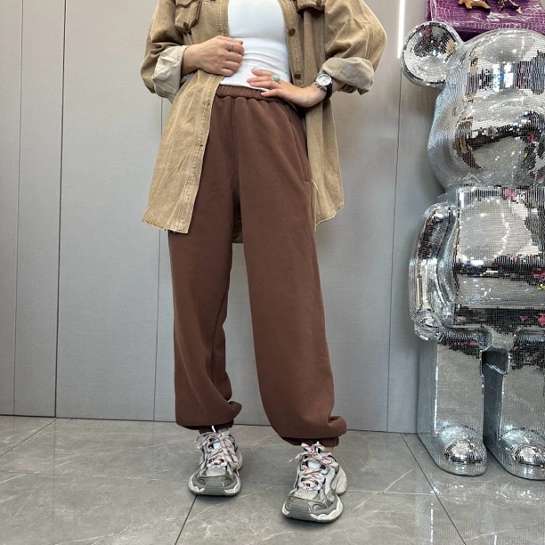 JJ Fashion 四色加绒卫裤 松紧腰休闲时尚