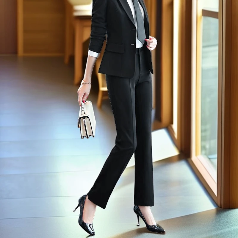 2131-职业西裤九分裤小脚裤斜插袋耳仔中腰黑西装裤女工裤女士新